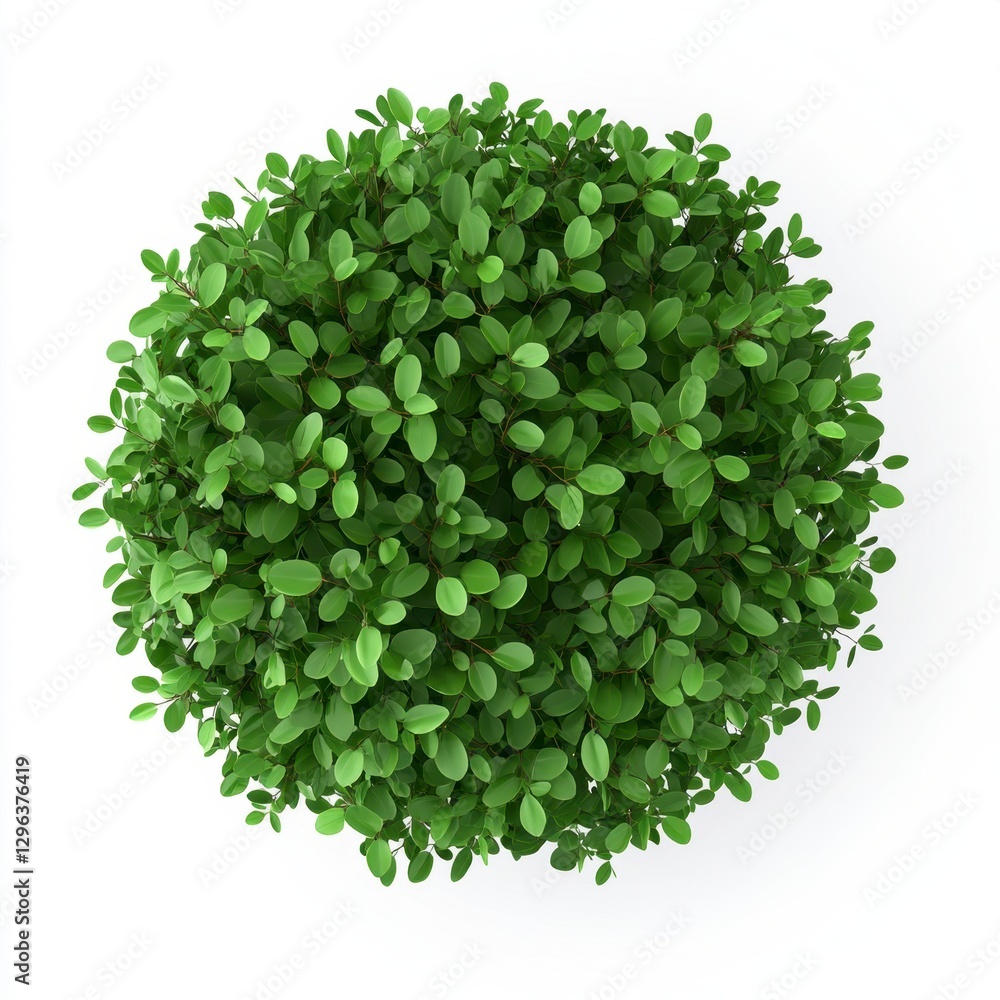 Vibrant Green Foliage Sphere Over White Background for Nature Themes Vibrant Green Foliage Sphere Over White Background for Nature Themes