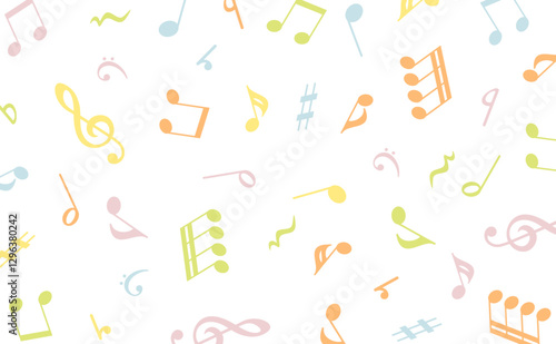 たくさんの音符のシンプル背景