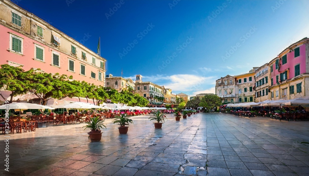 Obraz premium corfu town centre esplanades and market