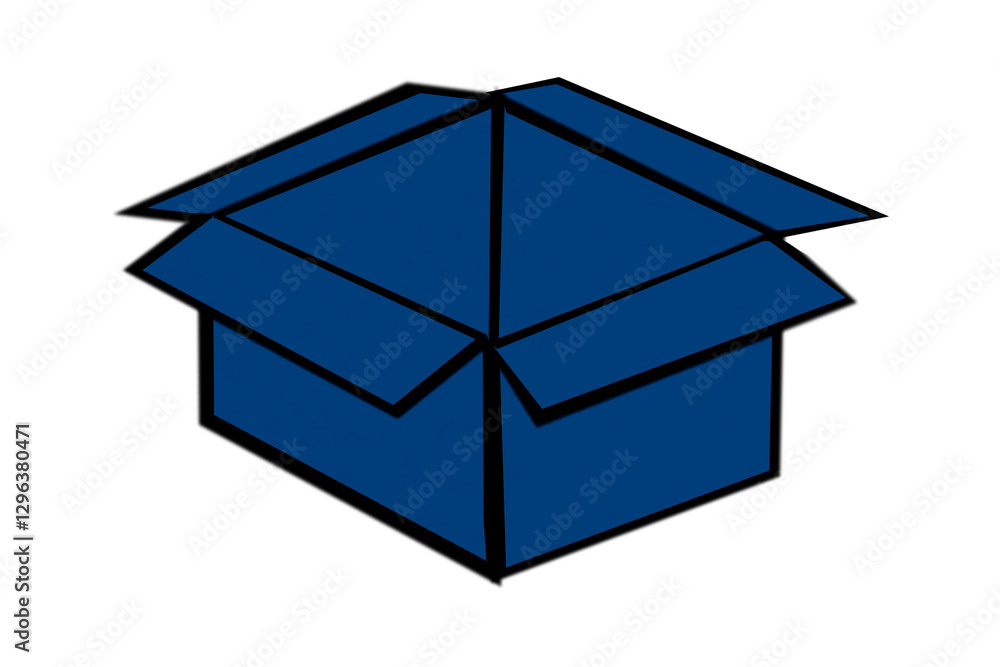 Open blue cardboard box, isolated on transparent background. Open blue cardboard box, isolated on transparent background.