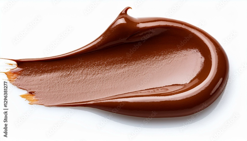 smooth milk chocolate spread smear with glossy isolated on white background smooth milk chocolate spread smear with glossy isolated on white background