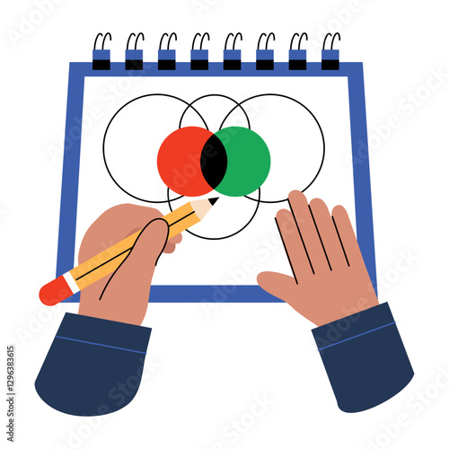 Making an interacting circles diagram, flat illustration
