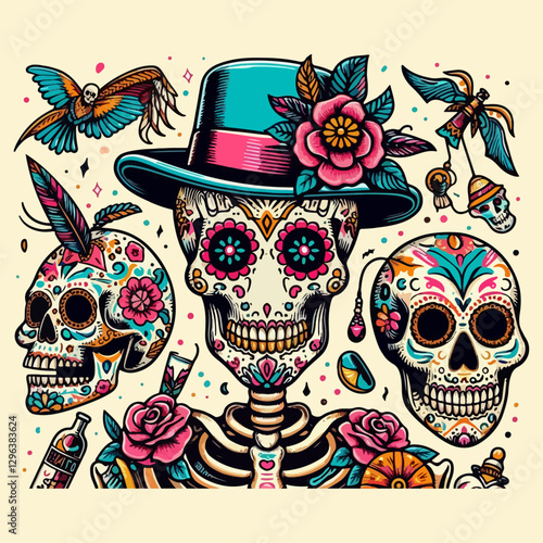 Halloween Skeleton Illustration