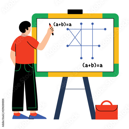 A flat character illustration depicting math class