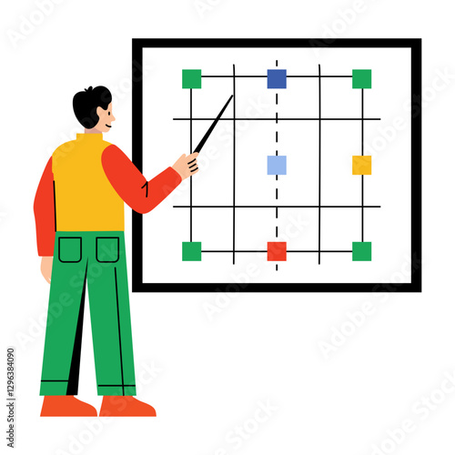 A flat illustration of character teaching calculus