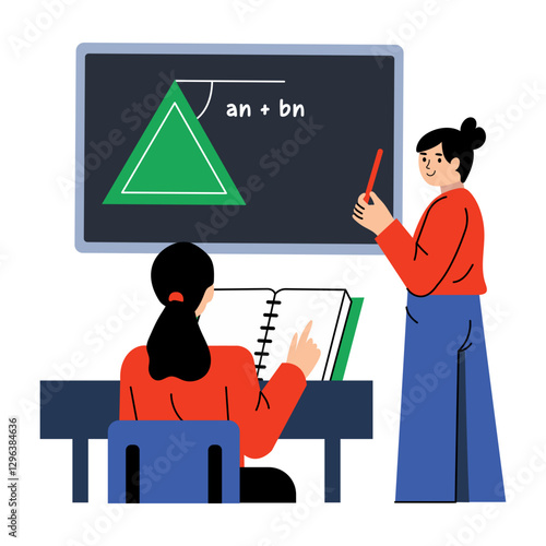 A flat style illustration of a student taking math course