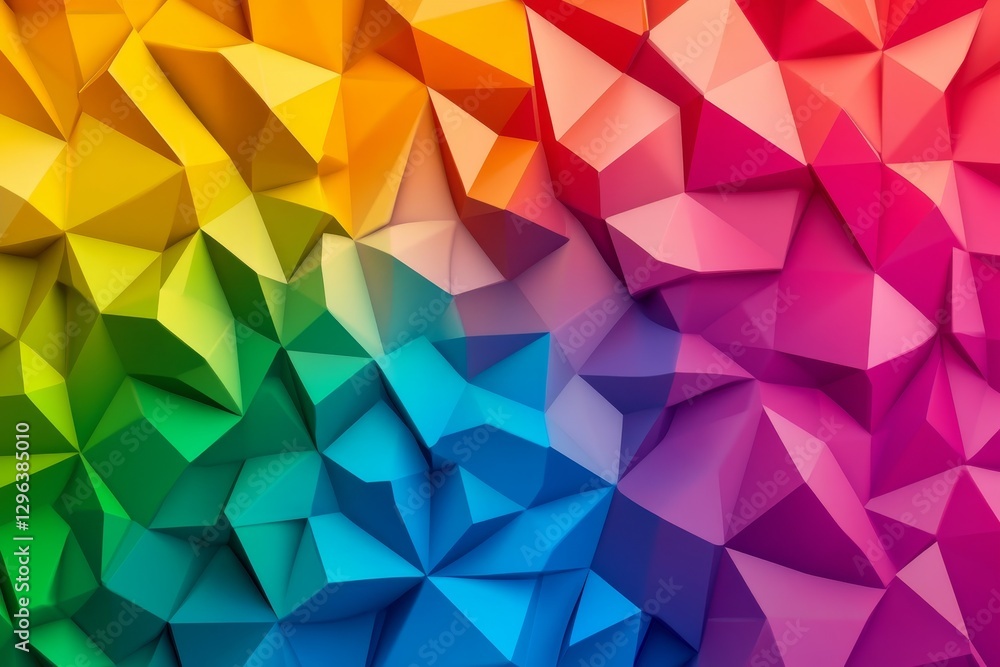 Polygonal Rainbow Abstract Background - Vibrant, colorful, geometric, abstract, and dynamic polygonal shapes create a rainbow effect. Symbolizing energy, creativity, diversity, and optimism Polygonal Rainbow Abstract Background - Vibrant, colorful, geometric, abstract, and dynamic polygonal shapes create a rainbow effect. Symbolizing energy, creativity, diversity, and optimism