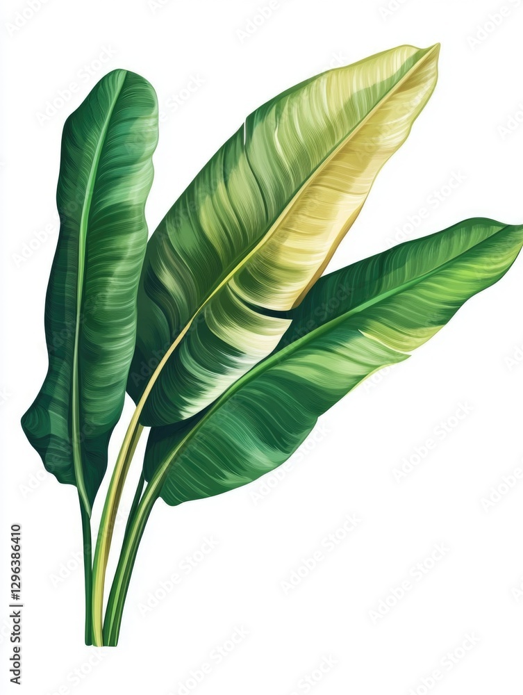 Fototapeta premium Vector illustration of tropical palm leaves against white background.