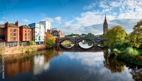 panorama of river trent bridges and reflections in nottingham