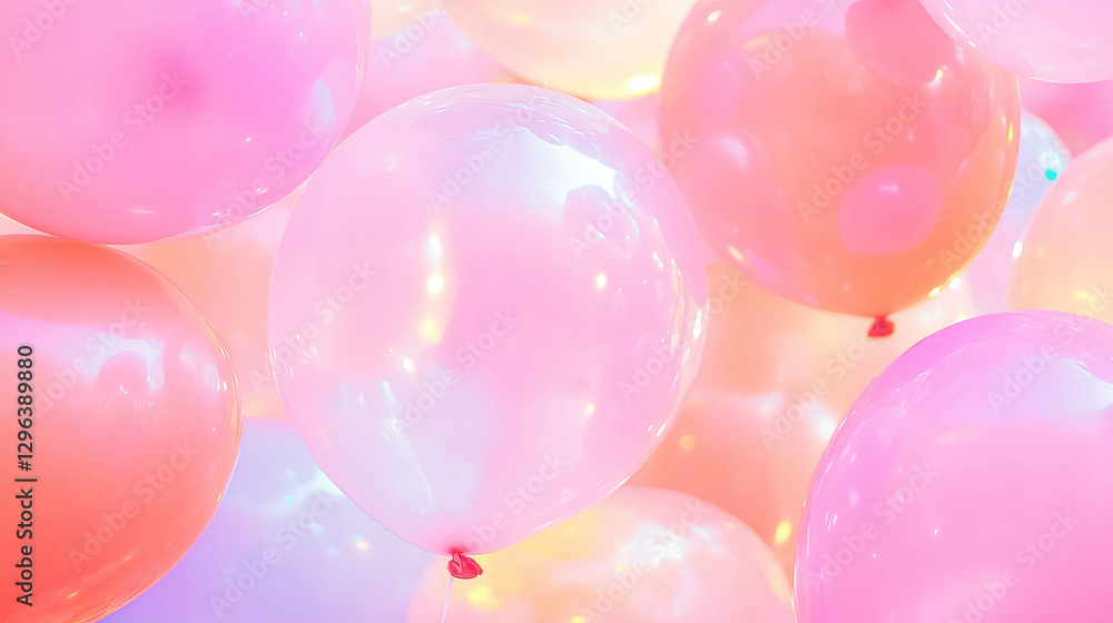 Pastel balloons texture with soft light effect for celebrations and party decor