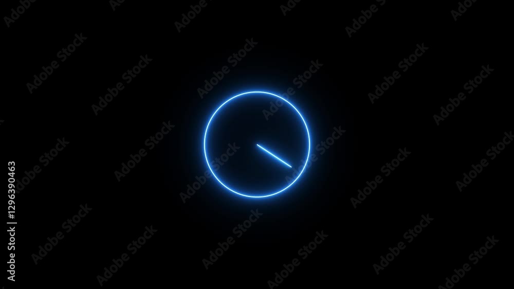 Circle frame neon clock icon animation. 4k animation. Circle frame neon clock icon animation. 4k animation.