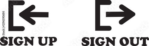 Login and logout icon set Set of sign out, Sign in vector vector collection. Open and close door symbol. Black exit and enter arrow, trendy flat style isolated on transparent background.
