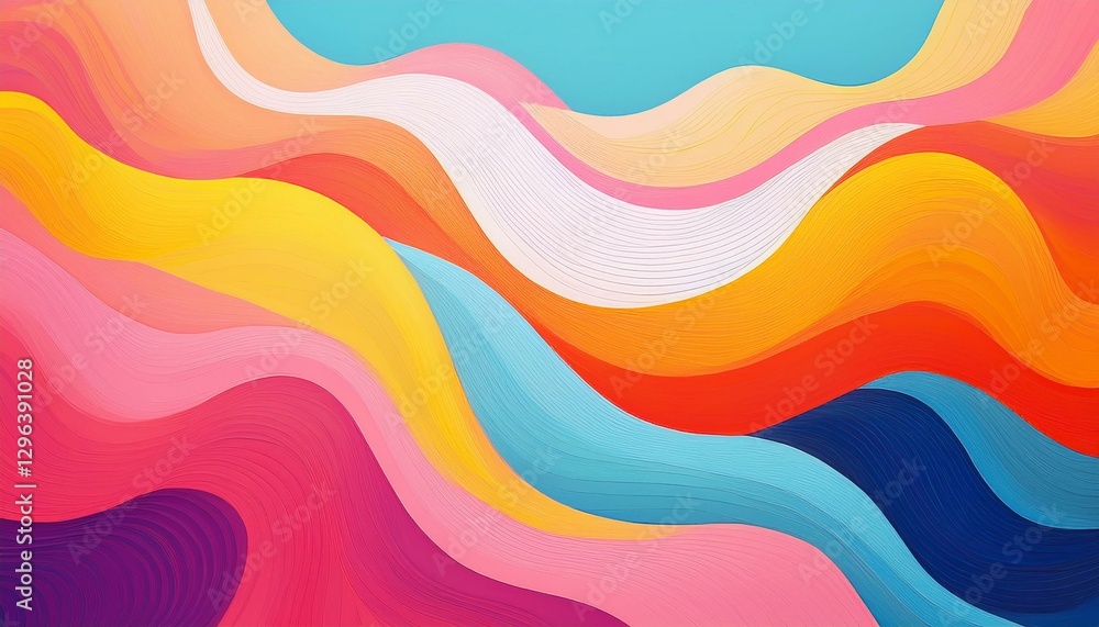 Fototapeta premium vibrant abstract design featuring layered wavy shapes in bright colors such as pink orange yellow blue and white concept of graphic design branding and creative advertising