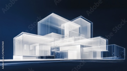 Modern house architectural model, dark background, design concept, construction