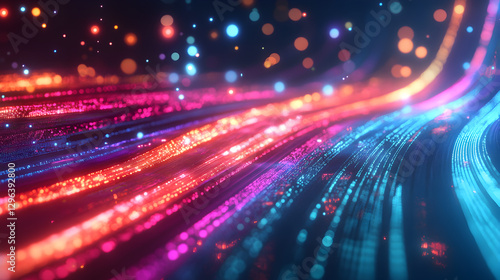 Wallpaper Mural streams glowing in multiple colors with moving energy flows and circuit patterns  Torontodigital.ca