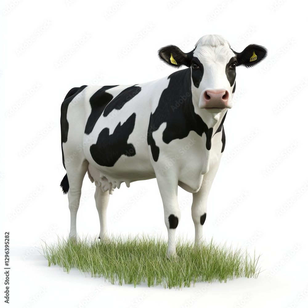 Black and white cow standing on green grass. Black and white cow standing on green grass.