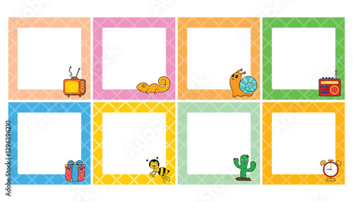 Cartoon vector set of paper sheet. pack of paper, tag, sticky note, notepad page. doodle style. to do pad. scrapbook notes and cards. daily planner