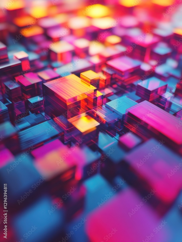 Abstract colorful blurry pixel blocks background. Bg and technology, digital world concept. 3D Rendering Abstract colorful blurry pixel blocks background. Bg and technology, digital world concept. 3D Rendering
