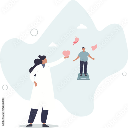fat man at the doctor.health and weight loss concept.flat character life .