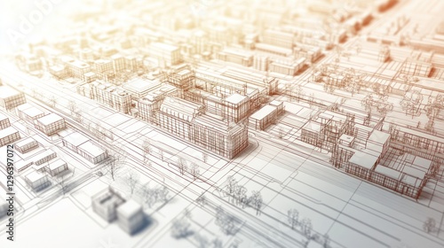 Cityscape architectural model, urban planning, design,  background development, for construction