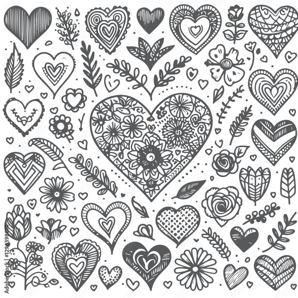 Fototapeta premium Hand Drawn Heart Doodle
