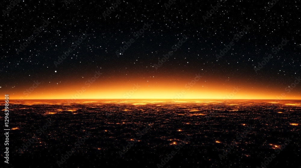 Fototapeta premium A beautiful view of starry sky over glowing city lights