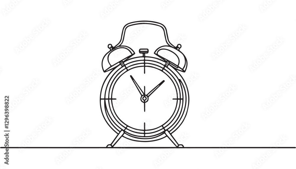 Continuous one single minimal line drawing alarm clock Continuous one single minimal line drawing alarm clock