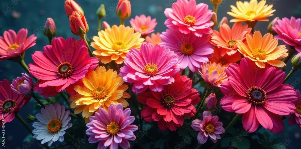Colorful flower explosion, rich hues, abundant petals, spring, floral arrangement, ranunculus Colorful flower explosion, rich hues, abundant petals, spring, floral arrangement, ranunculus