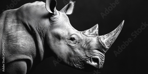 Black and white image of a pair of rhinos. Artistic photo with a unique split composition.