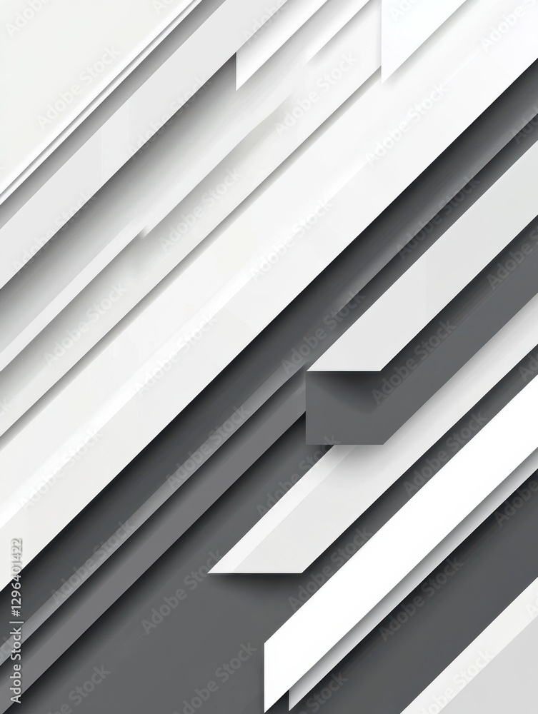 Obraz premium Grey and white tech paper arrows abstract background. Striped texture design. Vector geometric banner