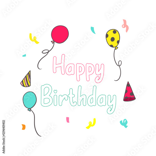 Set of Happy Birthday Illustrations for Various Celebration Themes