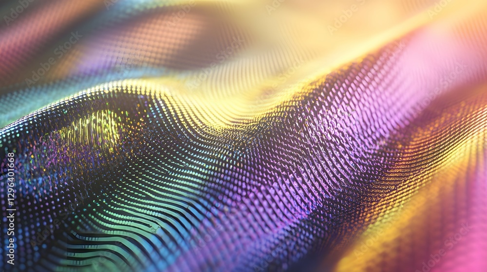 Abstract of the reflection on plastic wrap, with vibrant holographic colors and intricate patterns Abstract of the reflection on plastic wrap, with vibrant holographic colors and intricate patterns