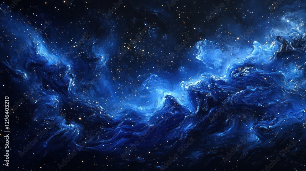 Blue nebula cosmic cloudscape, starry background, space exploration Blue nebula cosmic cloudscape, starry background, space exploration
