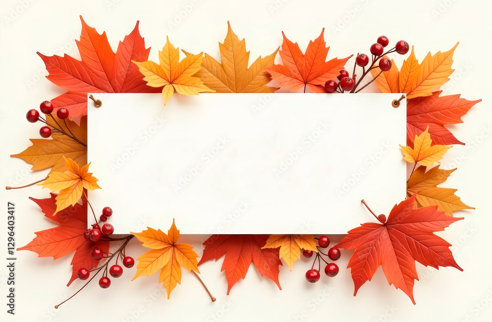 A banner with autumn yellow leaves and a place for the Sale text. Autumn sale, banner for advertising. Autumn landscape in orange, background. Mockup