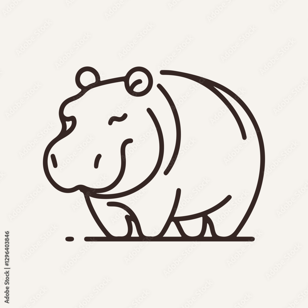 Minimal Line Art Hippo Logo Minimal Line Art Hippo Logo