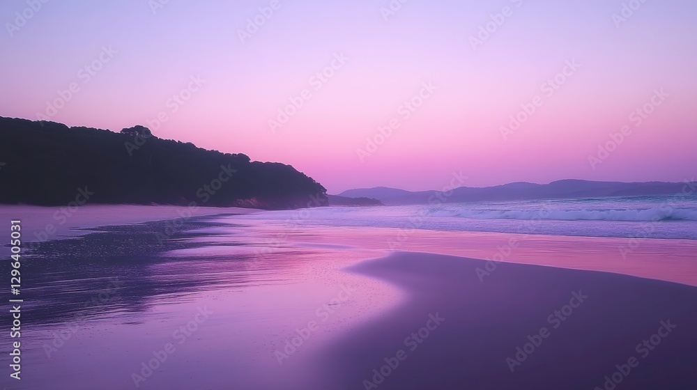 Fototapeta premium Tranquil Beach Sunset with Soft Color Palette