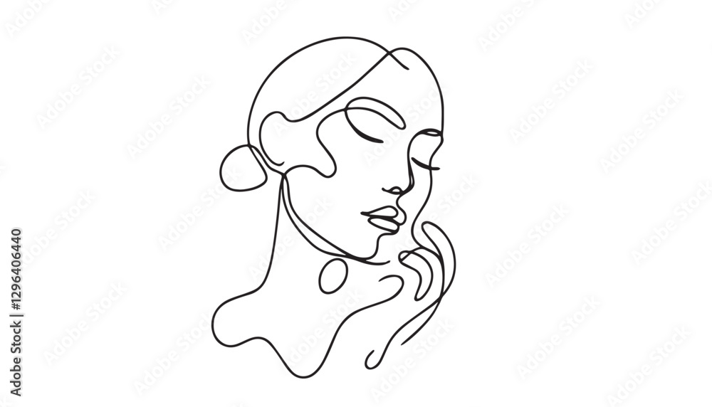 Continuous one single minimal line drawing woman face Continuous one single minimal line drawing woman face