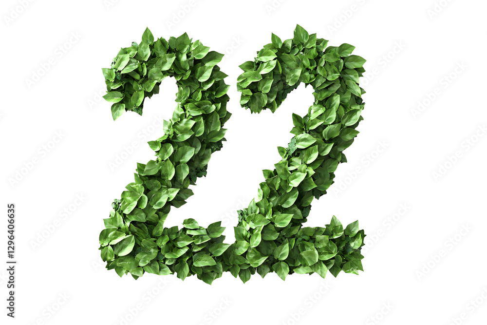 Number 22: Leaves Create Number, Transparent Background Number 22: Leaves Create Number, Transparent Background