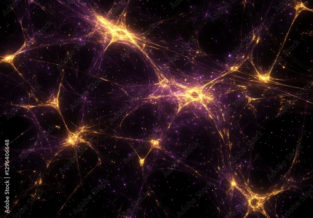 Abstract Cosmic Network with Glowing Energy Connections in Space Abstract Cosmic Network with Glowing Energy Connections in Space
