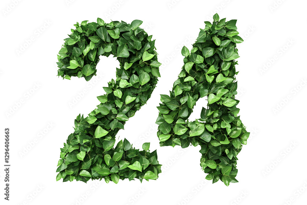 Leafy Number 24 Design, Transparent Background Leafy Number 24 Design, Transparent Background