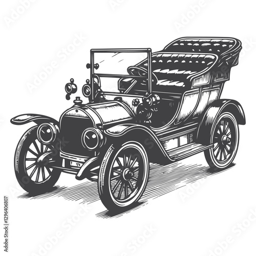 Dynamic Vintage Classic Car Illustration for Action Scenes