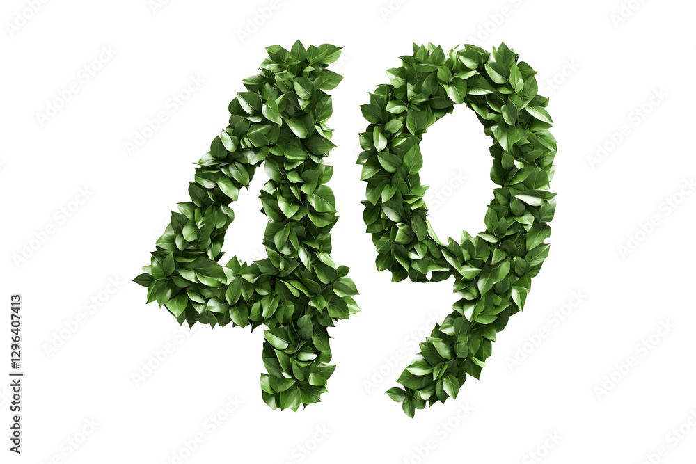 Nature's Number: 49 in Leaves, Transparent Background Nature's Number: 49 in Leaves, Transparent Background