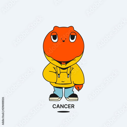 Cute character zodiac sign Cancer. Mascot. Trendy vector illustration.