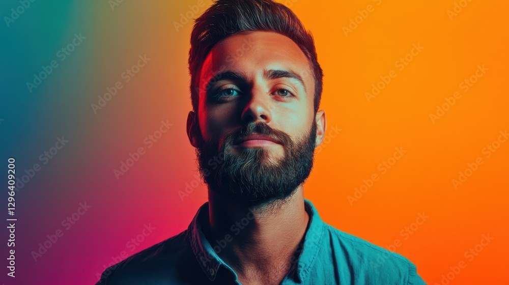 Generative ai studio portrait of handsome gorgeous man on color background Generative ai studio portrait of handsome gorgeous man on color background