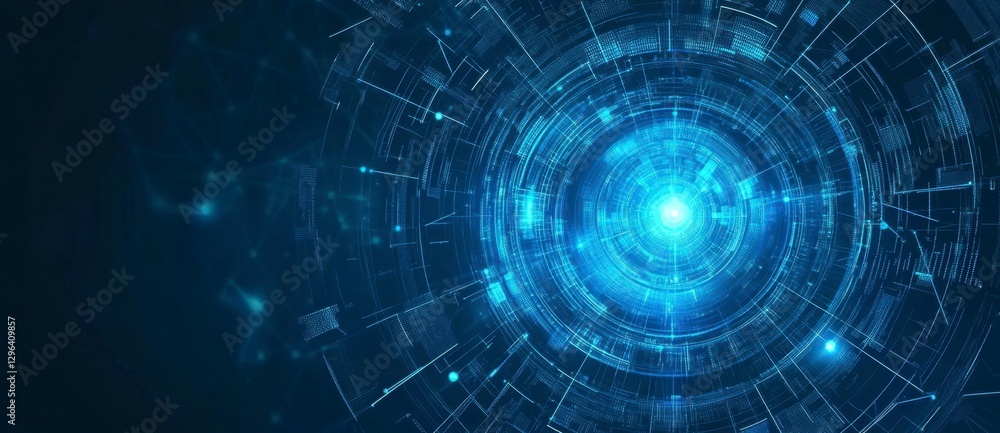 Abstract Digital Technology Background with Circular Patterns and Glow Abstract Digital Technology Background with Circular Patterns and Glow