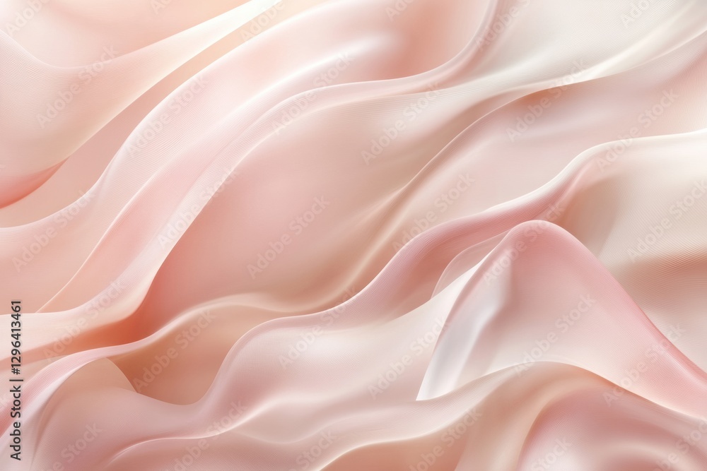 Fototapeta premium Soft pastel fabric layers create a gentle wave effect with delicate movements and textures in natural light. Generative AI