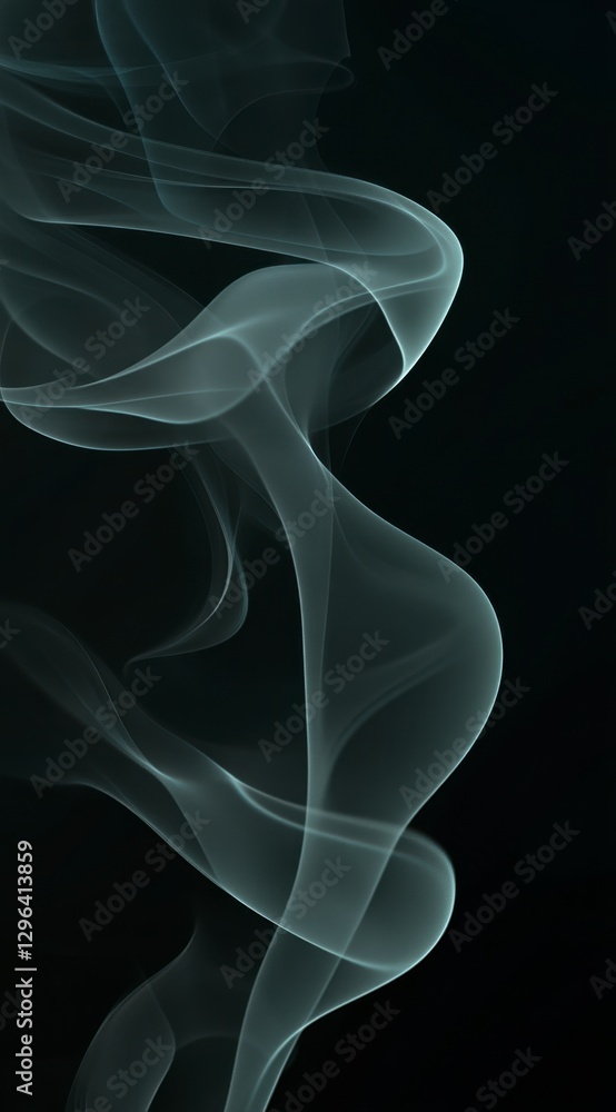 Ethereal Flowing Smoke on Black Background with Graceful Curves Ethereal Flowing Smoke on Black Background with Graceful Curves