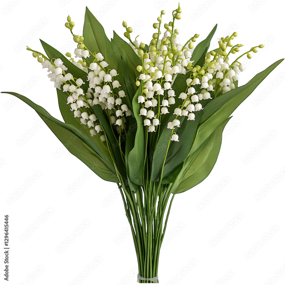 Obraz premium Lily of the valley Flower illustration, Beautiful Convallaria majalis image, Lily of the valley Plant isolated 