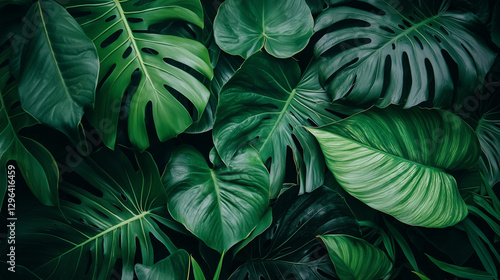 Wallpaper Mural Vibrant tropical leaves in a flat lay design, embodying simplicity and summer essence. Torontodigital.ca