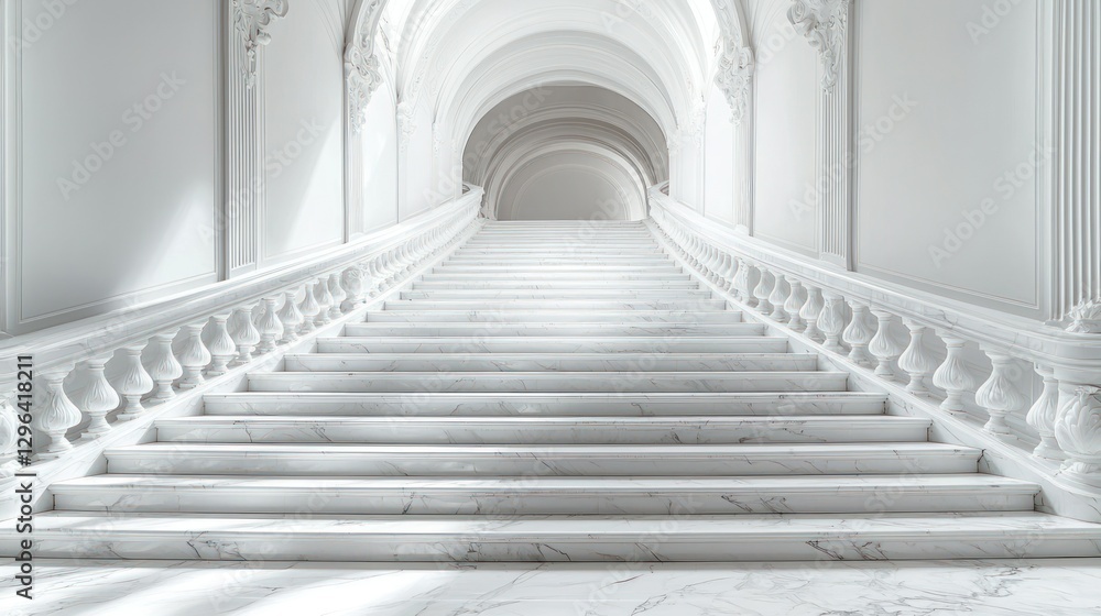 Obraz premium Grand White Marble Staircase in Majestic Hallway